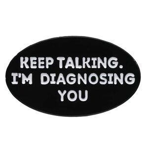 Funny enamel pin new in packaging black and white gift unisex keep talking